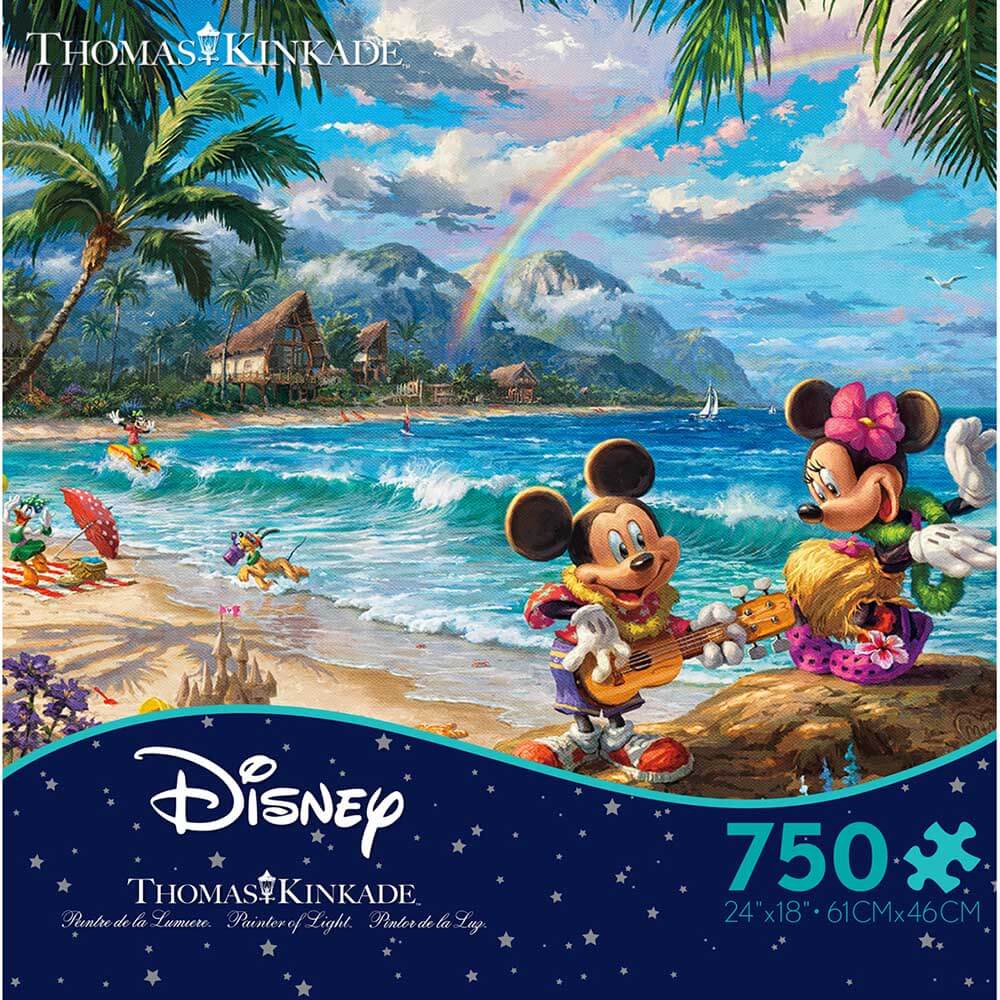Ceaco Thomas Kinkade Disney Mickey and Minnie in Hawaii 750 Piece Jigsaw Puzzle