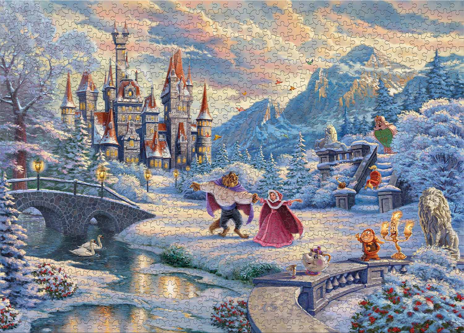 Ceaco Thomas Kinkade Disney's Beauty and the Beast Winter Enchantment 1000 Piece Jigsaw Puzzle