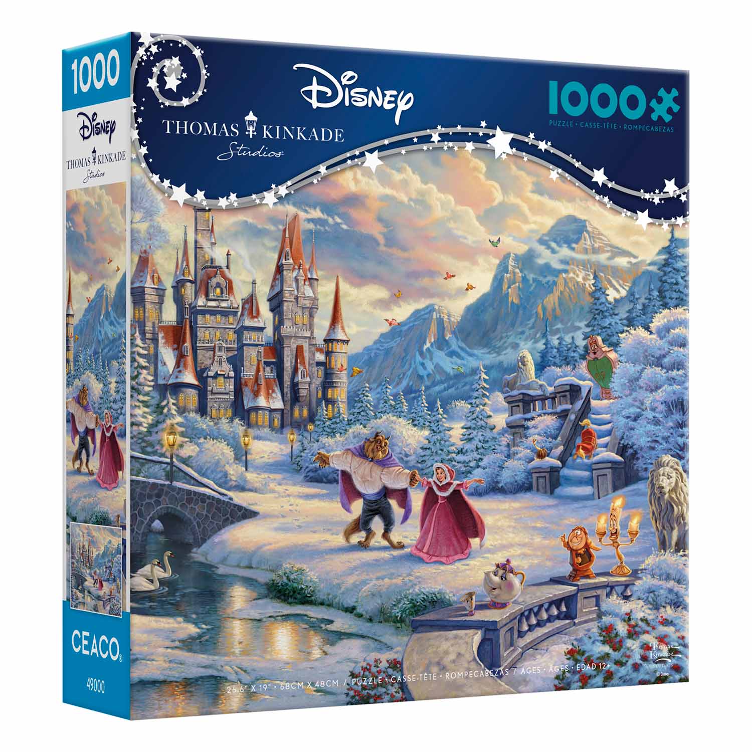 Ceaco Thomas Kinkade Disney's Beauty and the Beast Winter Enchantment 1000 Piece Jigsaw Puzzle