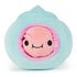Reversible plush crab toy in soft aqua blue with a pink face peeking from the center, featuring a smiling expression and rounded top knot, perfect for interactive play.