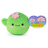 Cheeky Chonks Prickly Pants reversible 6-inch plush shown with product tag, featuring a round cactus character with smiley face and pink felt flower accent.