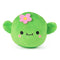 Front view of Cheeky Chonks Prickly Pants 6-inch plush toy, shaped like a cactus with blushing cheeks, smiling face, and pink flower on top.
