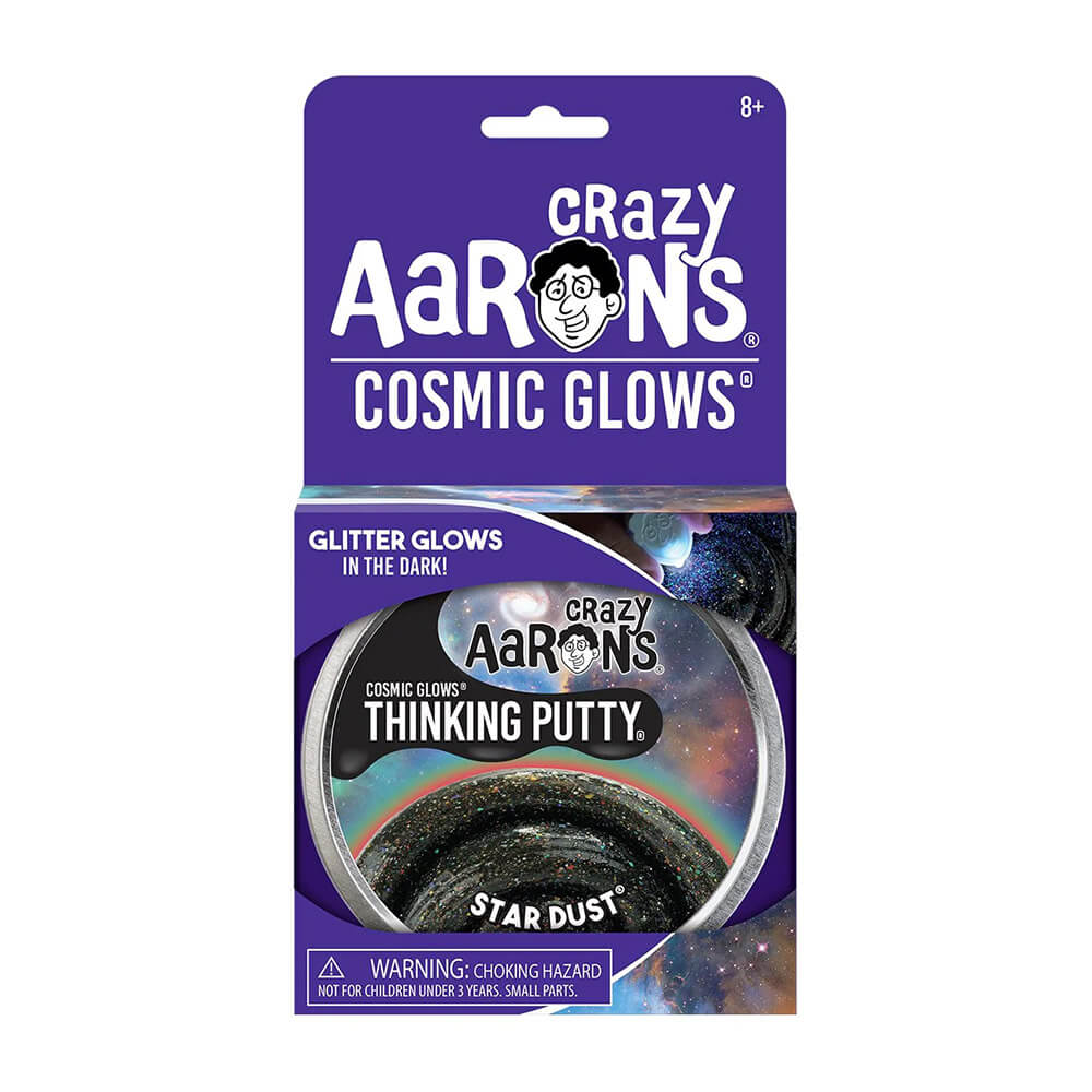 Crazy Aaron's Cosmic Glows Star Dust Thinking Putty 4" Tin packaging