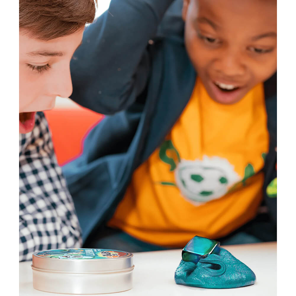 Kids playing with the Crazy Aaron's Magnetic Storms Happy Earth Thinking Putty 4" Tin