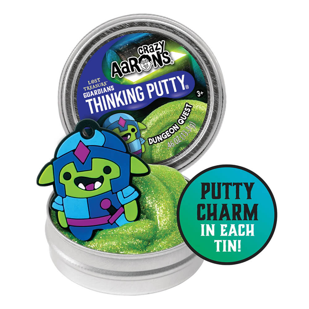 Putty charm in each tin of Crazy Aaron's Mini Lost Treasure Guardians 2" Tin