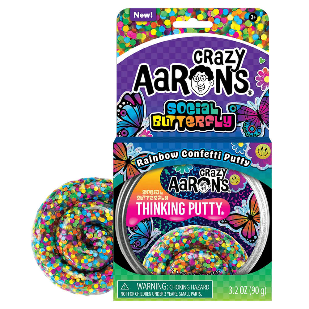 Crazy Aaron's Trendsetters Social Butterfly Thinking Putty 4" Tin packaging