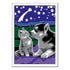 Finished CreArt “Moonlight Friends” painting featuring a gray kitten and black-and-white puppy gazing at each other under a starry night sky with a glowing shooting star.