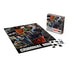 Criminal Minds 300 piece puzzle glossy cardboard jigsaw with collage of TV characters and scenes, rectangular puzzle layout with box packaging displayed beside assembled design on white background.