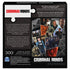 Criminal Minds puzzle box back black matte cardboard packaging with printed show details, images and multilingual text, rectangular layout showcasing puzzle artwork and product information panel.