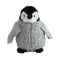 Cuddle Zoo baby penguin plush shows soft grey faux-fur texture with rounded body and black-and-white face details, shaped for cuddling and displayed against a clean white background for product clarity. Designed to highlight its soft materials and child-friendly shape.