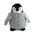 Cuddle Zoo baby penguin plush shows soft grey faux-fur texture with rounded body and black-and-white face details, shaped for cuddling and displayed against a clean white background for product clarity. Designed to highlight its soft materials and child-friendly shape.
