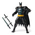 Batman Ninja Strike 6-inch action figure in black armor with blue accents, shown with detachable sword and chain weapons, designed for imaginative superhero play.