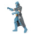Steampunk-style Batman action figure in combat stance, featuring blue armor, trench coat, utility belt, and grappling hook, designed for dynamic play.