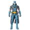Full front view of 12-inch steampunk-themed Batman action figure with detailed sculpt, blue armor, yellow utility belt, and black bat emblem.