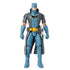 Front view of DC Comics Steampunk Batman 12-inch action figure, dressed in blue armored suit, yellow belt, and gray trench coat with detailed sculpting.