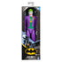 DC Comics Joker 12-inch action figure displayed in retail box with Batman logo, showcasing detailed purple suit, sinister grin, and bright green hair.