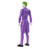 Rear angled view of Joker DC Comics 12-inch action figure, showcasing long purple coat, slicked green hair, and black shoes with detailed sculpted design.