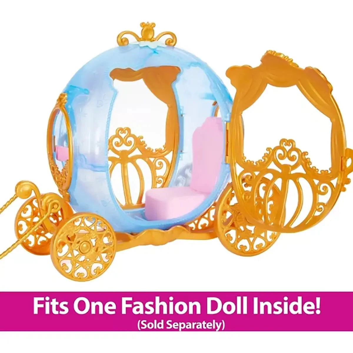 Dinsey Princess Cinderella's Carriage Playset fits one doll inside, sold separatly