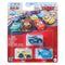 Front packaging of Disney and Pixar Cars mini racers featuring Dinoco Cruz Ramirez, Dinoco Lightning McQueen, and Rotor Turbosky, displayed in a red blister pack for ages 3+.