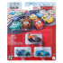 Front retail packaging of Disney and Pixar Cars mini racers 3-pack with clear window display of Jim Reverick, Tim Treadless, and Michael Rotor collectible die-cast toys.