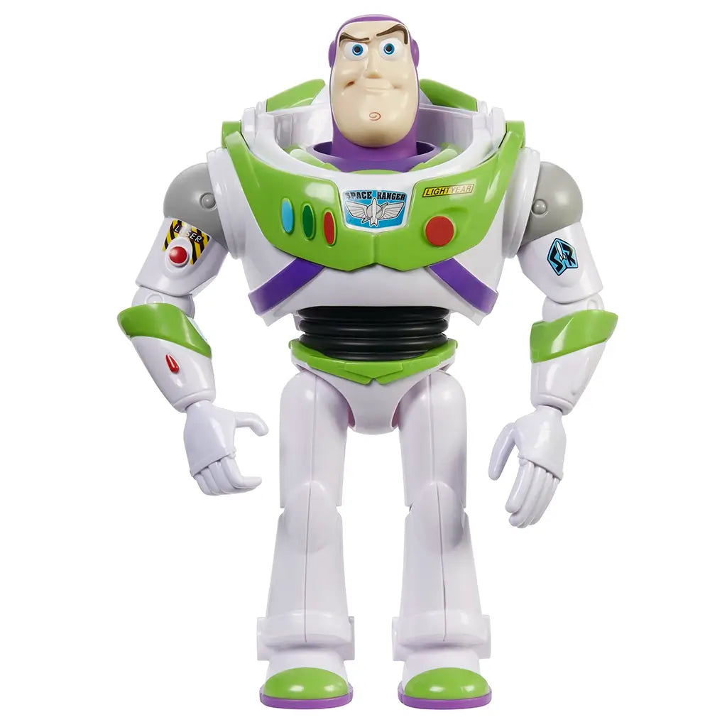 12-inch Buzz Lightyear action figure from Disney and Pixar's Toy Story, featuring detailed green, white, and purple space suit with movable limbs and character-accurate features.