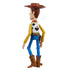 Rear view of Disney and Pixar Toy Story Woody 12-inch action figure displaying detailed cowboy outfit, including holster, boots with spurs, and printed vest design.