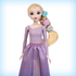 Close-up of Elsa doll included in Disney Frozen Arendelle Castle set, with long blonde hair styled with snowflake clips and wearing a shimmering lavender gown.