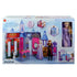 Disney Frozen Arendelle Castle toy packaging with Elsa and Anna dolls, foldable play castle, transforming furniture, and accessories, highlighted with product features.