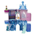 Disney Frozen Storytime Stackers Anna’s Arendelle Castle playset in pink and blue plastic with spiral staircase, slide, balcony, and character figures for imaginative play.