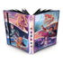 Open Disney Lorcana TCG card portfolio showcasing detailed artwork of Ariel, Jasmine, Belle, Rapunzel, and Cinderella with fantasy designs, reinforced spine, and clear pages for secure card organization.