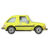 Bright yellow metal diecast Disney Pixar Cars Acer toy car with black stripe, silver accents, and printed details, shown from side view against a white background.