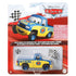 Disney Pixar Cars Dexter Hoover with checkered flag package front in red printed cardboard and clear plastic blister, displaying the blue and yellow Piston Cup Official truck, accessory flag, character art, and Mattel branding.