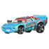 Disney Pixar Cars Fishtail diecast toy car in turquoise and red with black wheels, rugged texture, racing decals, and expressive eyes, designed in 1:55 scale for collectors.
