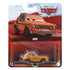 Front packaging of Disney Pixar Cars diecast Grem toy, featuring illustrated character art above clear blister pack with orange car inside, marked with Cars logo and Mattel branding.