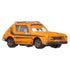 Orange Disney Pixar Cars Grem diecast car with green eyes, silver roof rack, rust-like weathering, and five-spoke wheels, displayed on a white background in a front angled view.