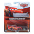 Disney Pixar Cars Lightning McQueen diecast in bright red with number 95 graphics, shovel accessory, and desert racetrack card art, packaged in clear blister for 1:55 scale collectors.