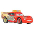 Disney Pixar Cars Lightning McQueen toy in red and tan metal with textured rescue detailing, aerodynamic race car form, bold Rescue 95 decals, yellow light bar, and rolling wheels shown at an angled view.