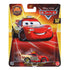 Lightning McQueen diecast vehicle in glossy red metal with tan rescue accents, compact race car shape, packaged in Disney Pixar Cars blister card showing Rescue theme branding against a colorful retail display backing.