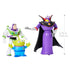 Disney Pixar Toy Story action figures include Buzz Lightyear, Zurg, and an alien, shown with a scale reference measuring 3.75 inches tall for collectible sizing.