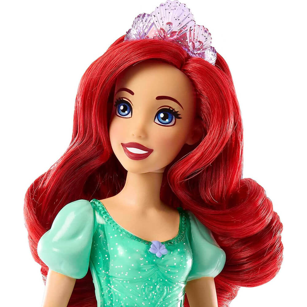 Disney Princess Ariel Fashion Doll in Green Dress close up of Ariel's face