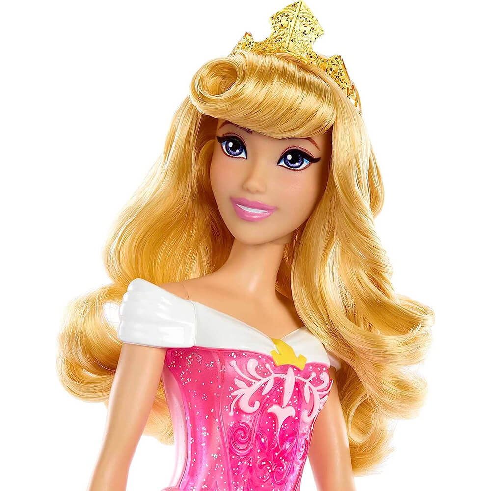 Disney Princess Aurora Fashion Doll in Pink Dress close up on Aurora's face