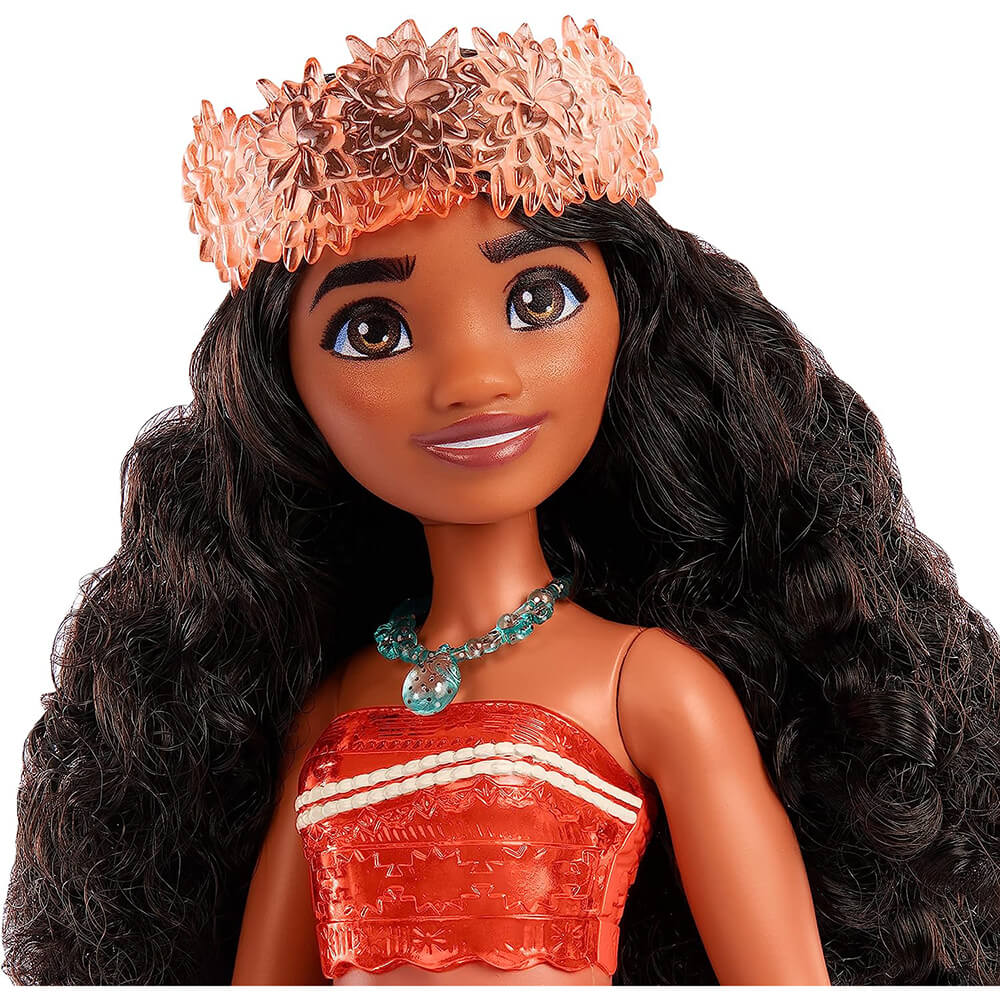 Close up of the Disney Princess Moana Fashion Doll's face
