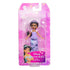 Disney Princess Jasmine doll package front featuring a clear plastic blister on a pink and purple Disney Princess card, showing the doll in a sparkling lavender dress with character artwork and branding.