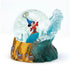 Shaken view of Fantasia waterball showing glitter swirling around Sorcerer Mickey, surrounded by sculpted waves and enchanted broomsticks; Disney 85th collectible.