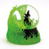 Side view of Maleficent waterball figurine featuring translucent green flames and a dark crystal ball, part of the Disney Showcase light-up villain collection.