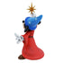 Rear angled view of Disney Showcase Sorcerer Mickey figurine, showing flowing red robe, magical pose, and blue hat with stars; celebrates Fantasia 85th anniversary.