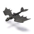 Black Soaring Toothless glider toy with detailed scale texture, broad wings, and aerodynamic shape, modeled after the Night Fury dragon from How to Train Your Dragon.
