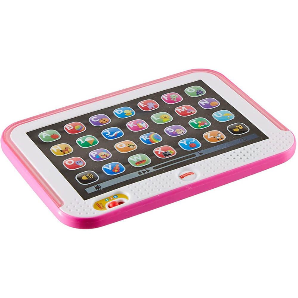 Angled view of the Fisher-Price Laugh & Learn Smart Stages Tablet (Pink)