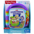 Fisher-Price Storybook Rhymes learning toy appears in retail packaging, displaying colorful pages, a sturdy purple handle, and educational features including letters, numbers, shapes, and sing-along nursery rhymes.