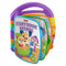 Fisher-Price Storybook Rhymes toy features bright purple, blue, and orange plastic with durable board-style pages, showing cheerful animal characters and a built-in handle designed for easy toddler grip and learning play.